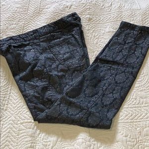 Silver on Black print slim straight jeans